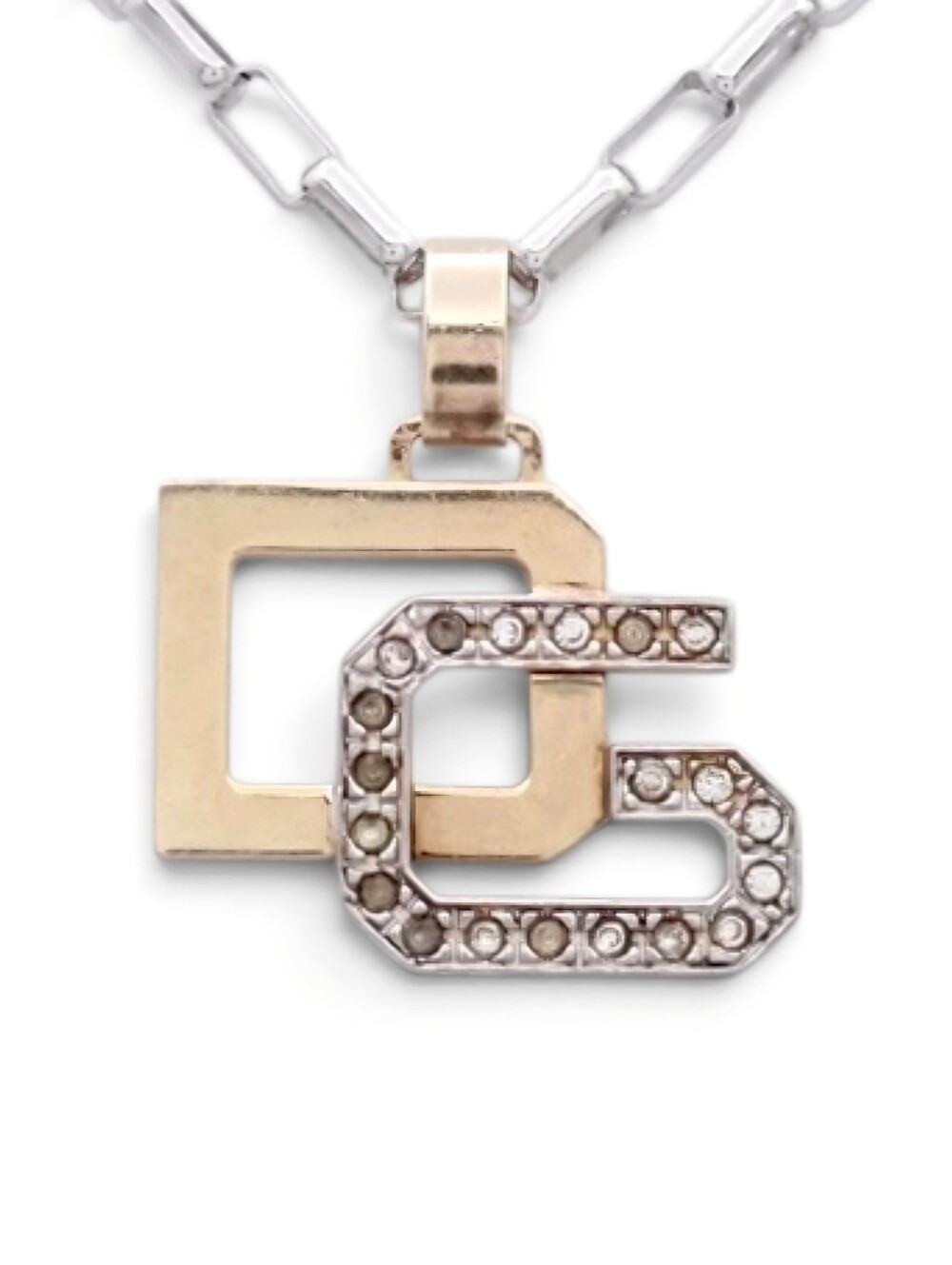 Dolce & Gabbana 925 Silver Interlocking D&G Pendant Necklace Unisex Jewelry